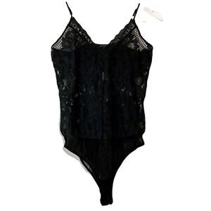 Kendall & Kylie Women's Sleeveless Lace Bodysuit Black Size Small NWT